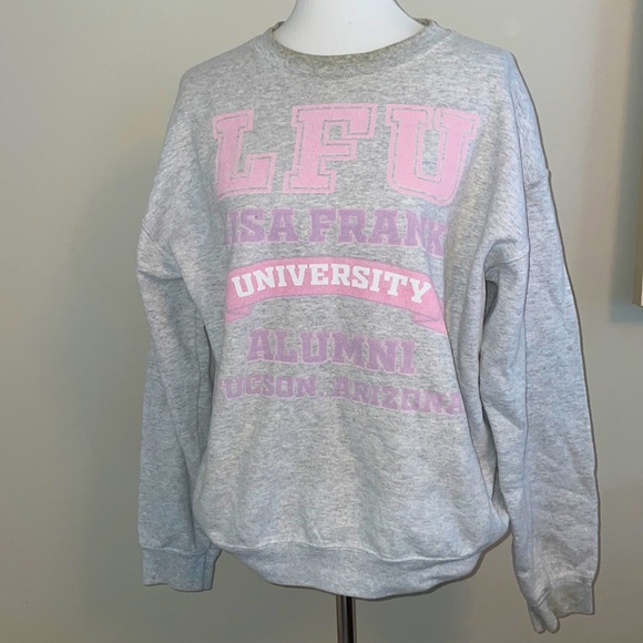 Lisa Frank Tops - 💞😍🥺 Light Grey Lisa Frank “Lisa Frank University” Worn Crew Neck Sweatshirt